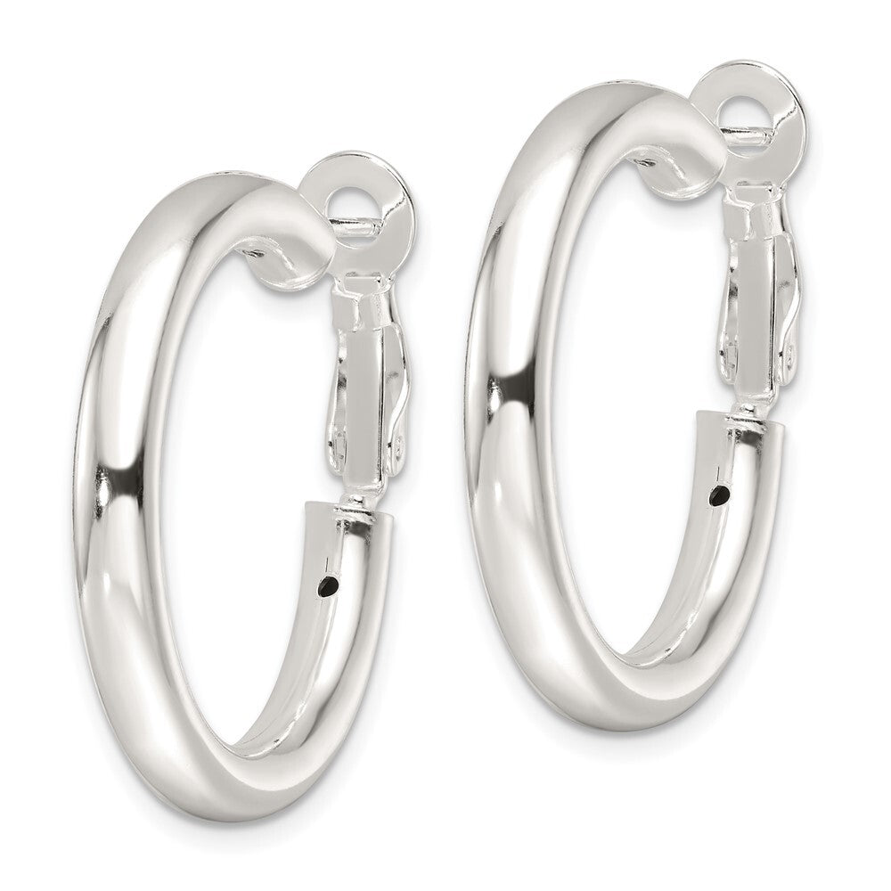 Sterling Silver Polished 30x4mm Omega Back Round Hoop Earrings