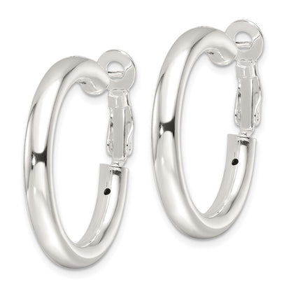 Sterling Silver Polished 30x4mm Omega Back Round Hoop Earrings