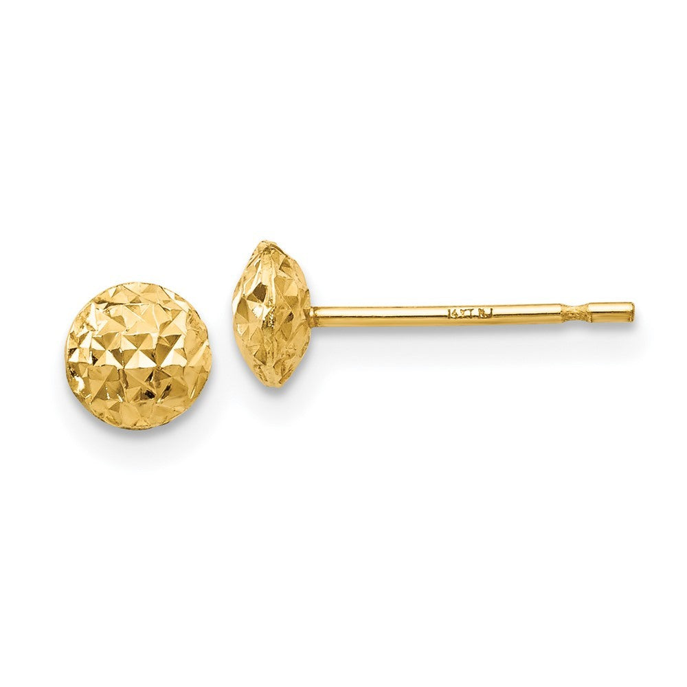 14k Yellow Gold 5mm Circle Puff Earrings