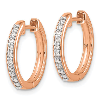 14k Rose Gold Diamond Hinged Hoop Earrings