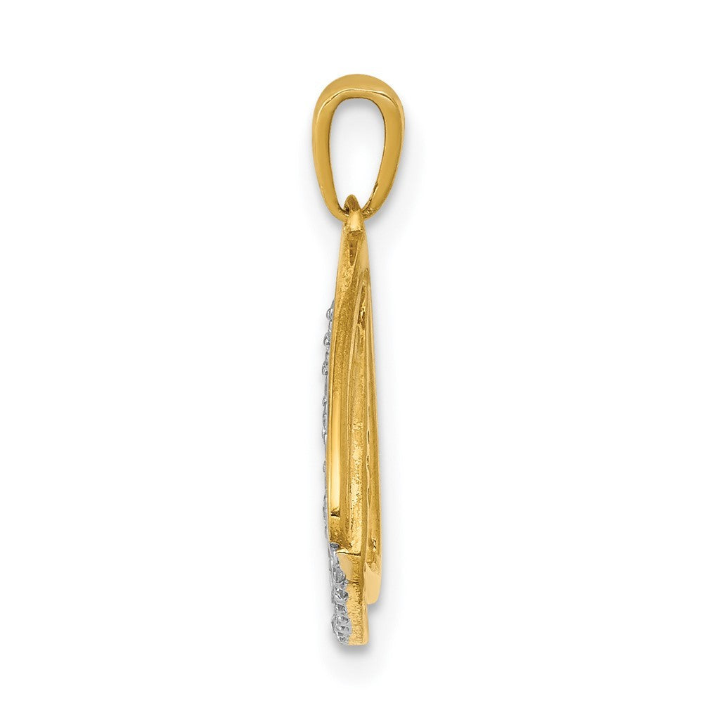 14k Yellow Gold Polished 1/6 carat Diamond Double Triangle Pendant