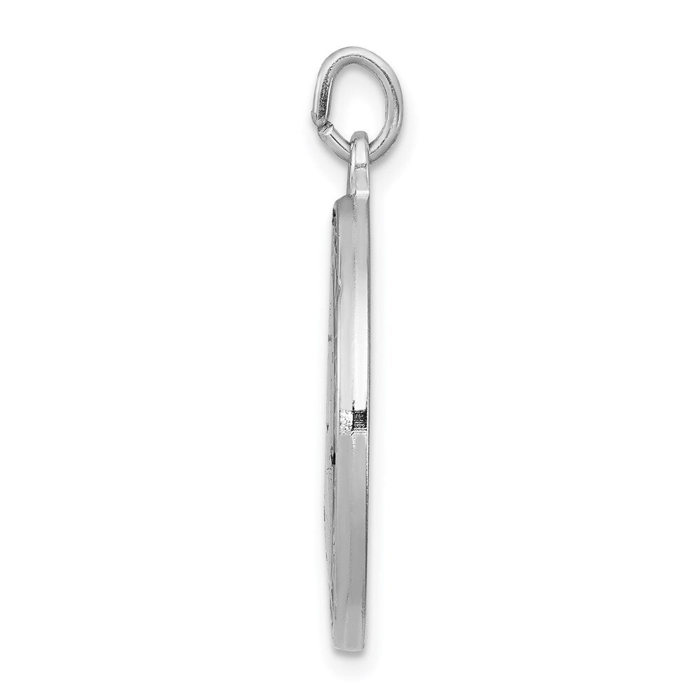 Sterling Silver Rhodium-plated Enameled St. Christopher Medal Pendant