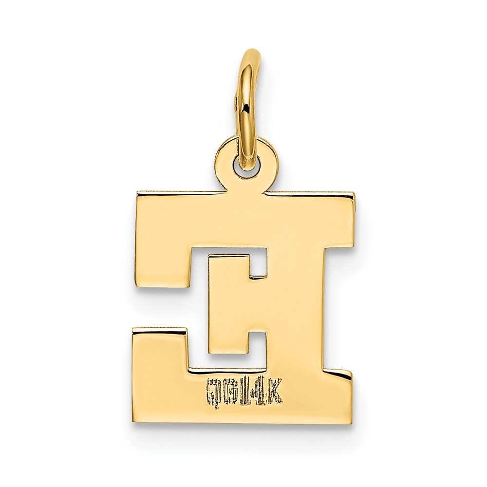 14k Yellow Gold Small Block Letter E Initial Charm Pendant for Women