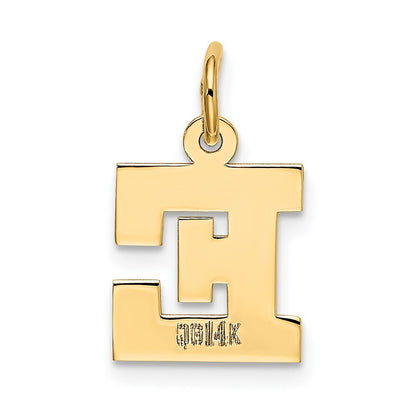 14k Yellow Gold Small Block Letter E Initial Charm Pendant for Women
