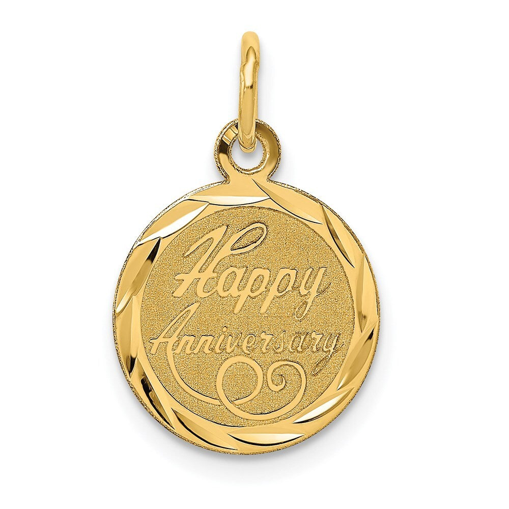 14k Yellow Gold HAPPY ANNIVERSARY Charm Pendant for Women
