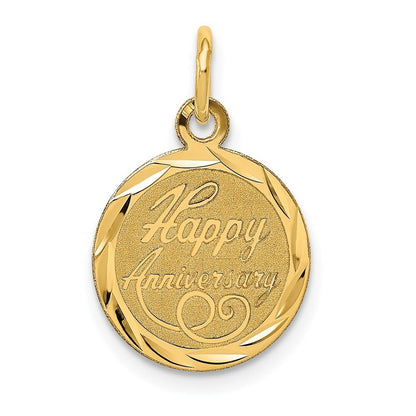 14k Yellow Gold HAPPY ANNIVERSARY Charm Pendant for Women