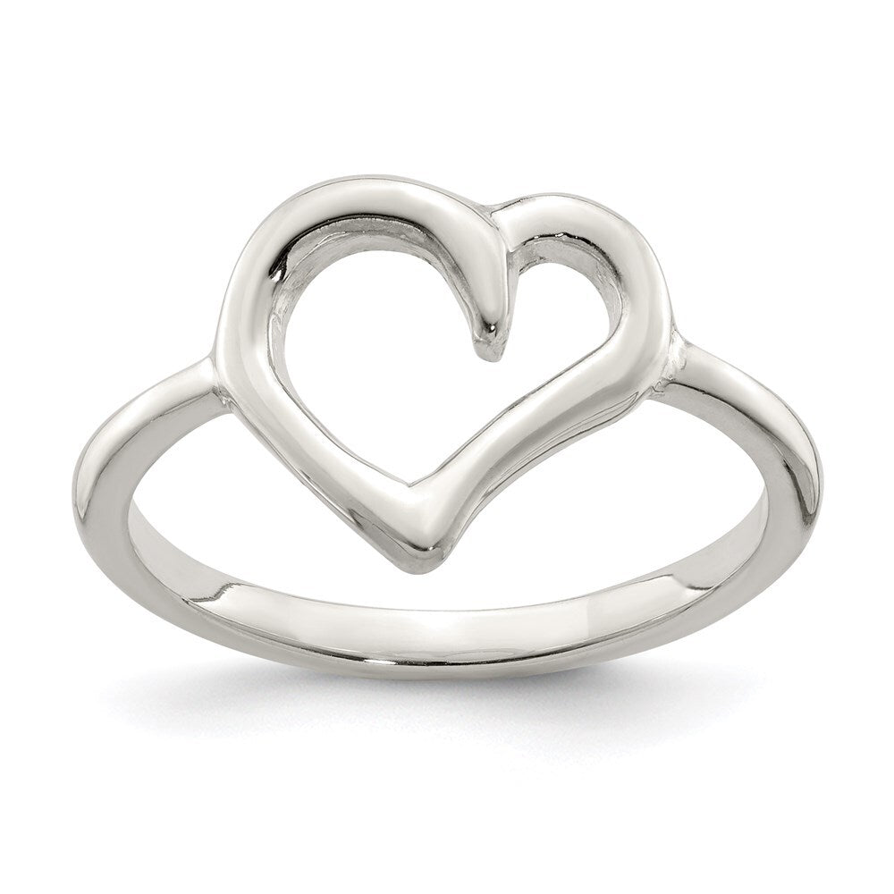 Sterling Silver Polished Heart Ring Size 7
