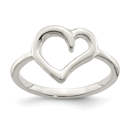 Sterling Silver Polished Heart Ring Size 7