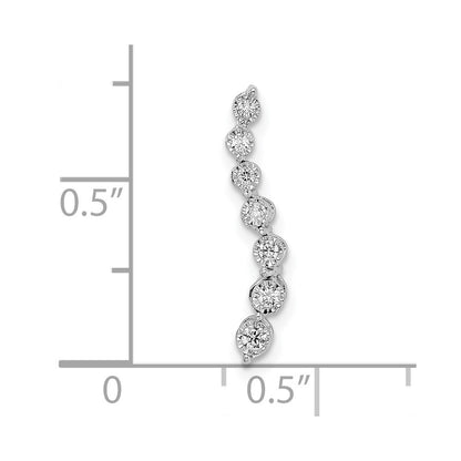 14k White Gold 1/10 carat Graduating Diamond Curved Chain Slide