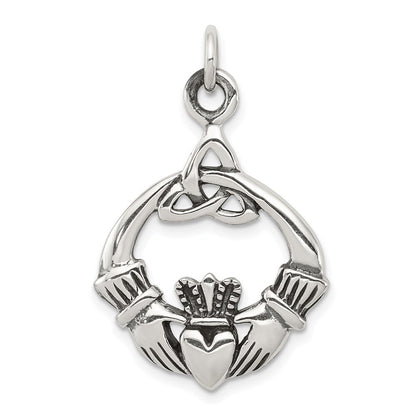 Sterling Silver Antiqued Claddagh Pendant Holiday Gift for Women