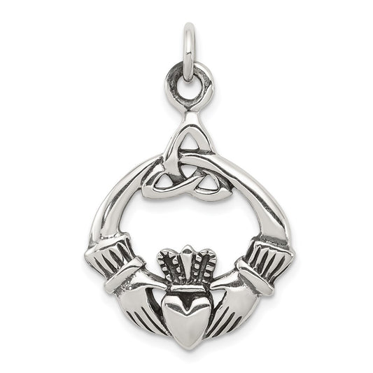 Sterling Silver Antiqued Claddagh Pendant Holiday Gift for Women