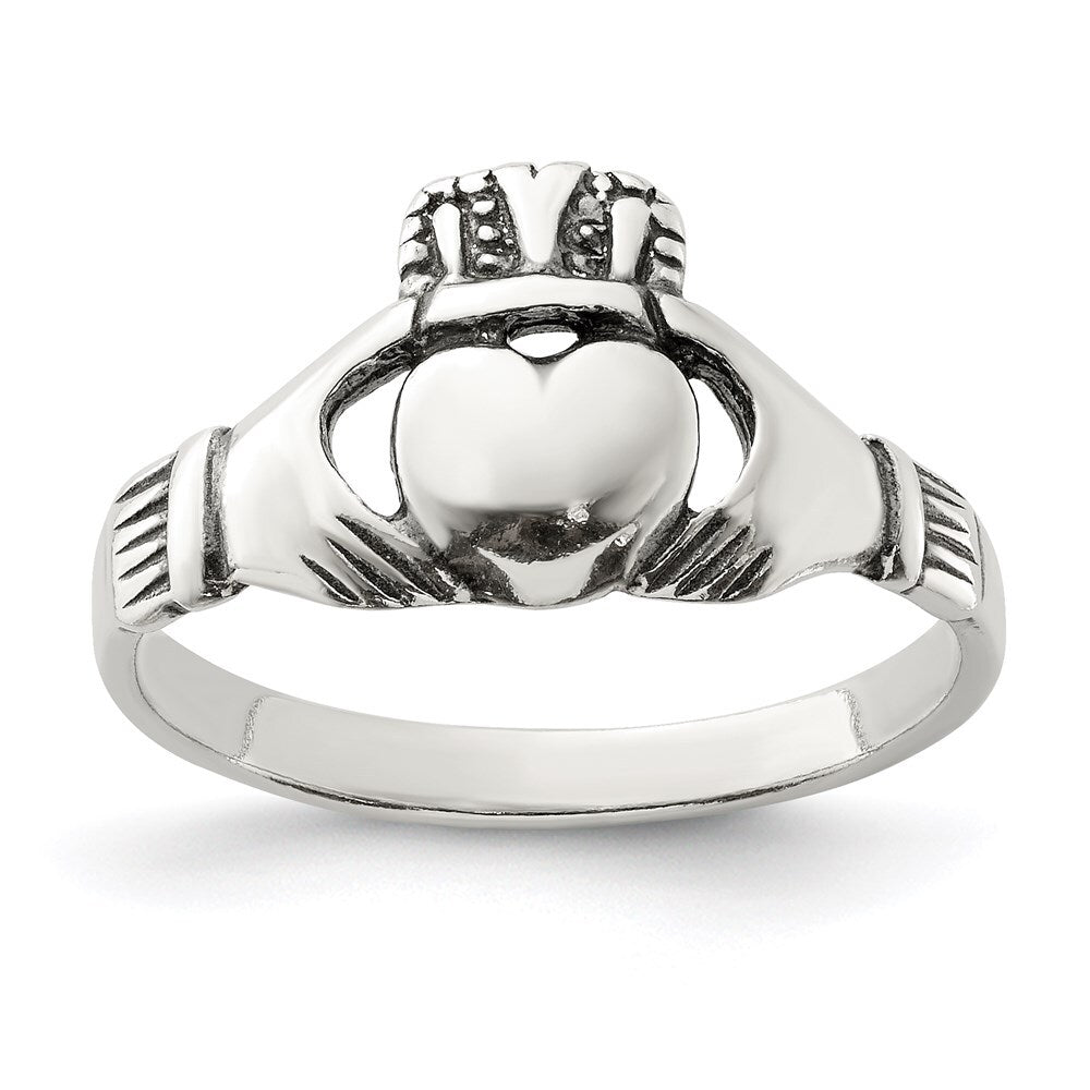 Sterling Silver Antiqued Claddagh Ring Size 8