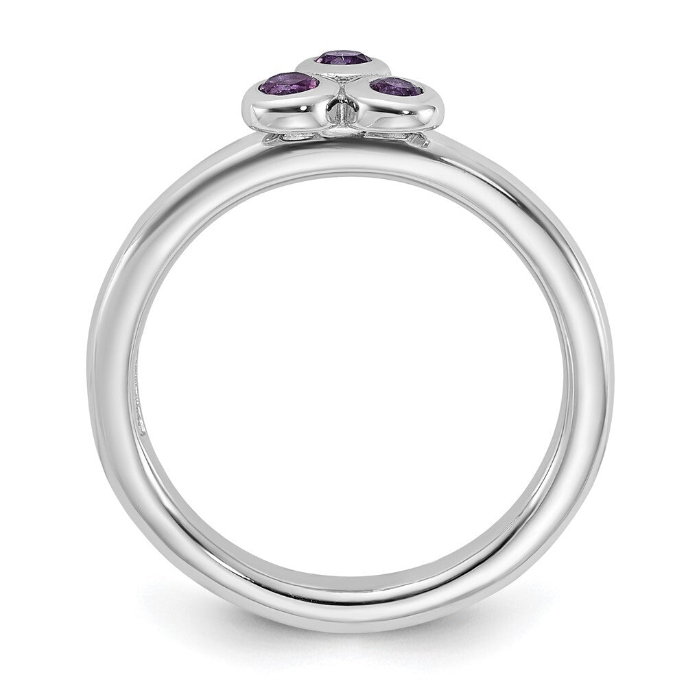 Sterling Silver Rhodium-plated Amethyst Ring Size 6