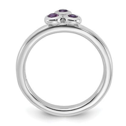 Sterling Silver Rhodium-plated Amethyst Ring Size 6