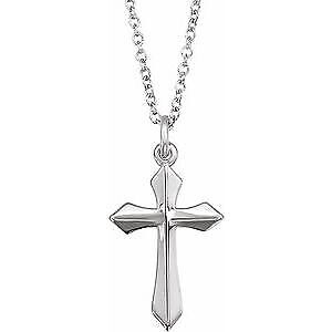 14k White Gold Cross Pendant Necklace 18"