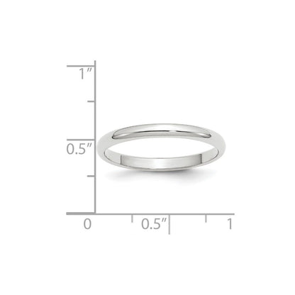 14k White Gold 2.5mm Half-Round Wedding Band Size 7