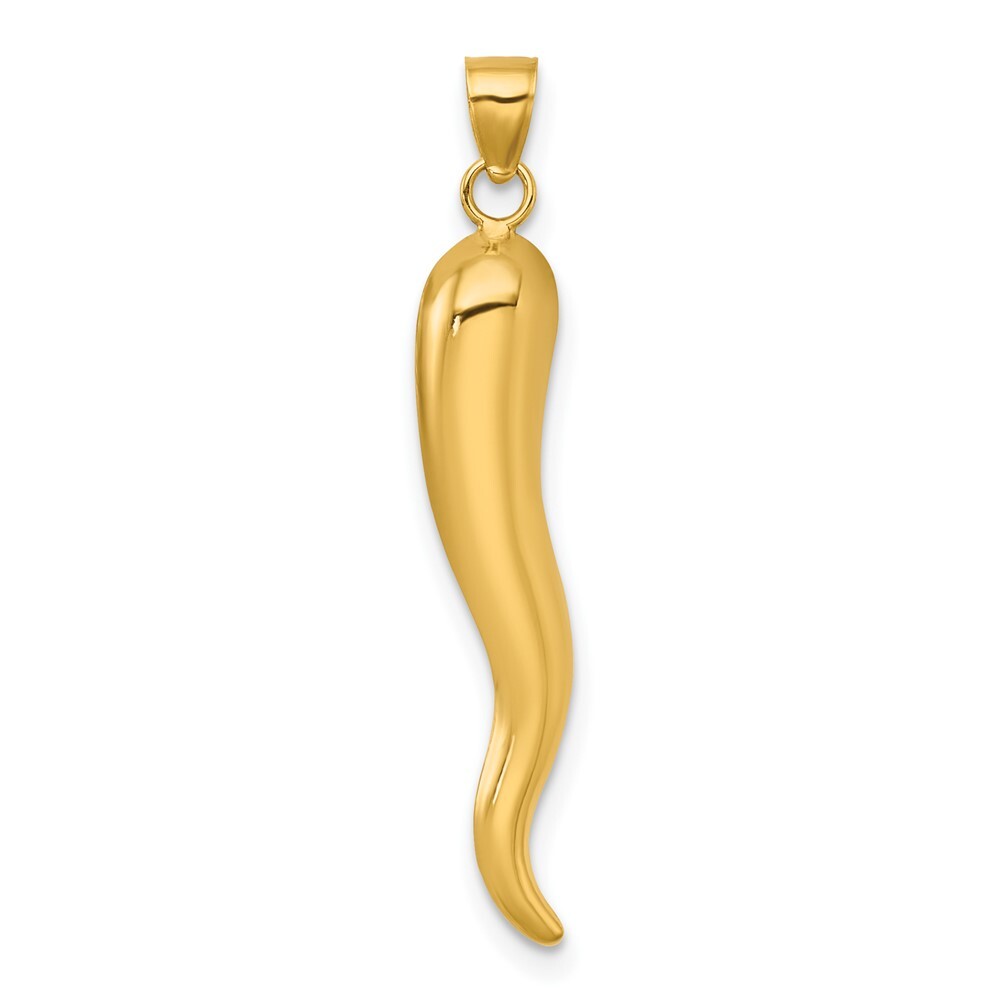 14k Yellow Gold Polished Hollowed Italian Horn Pendant