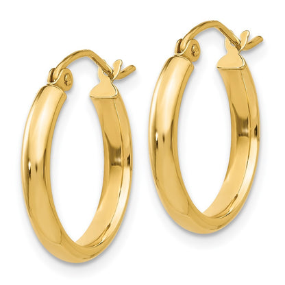 14k Yellow Gold Round Tube Hoop Earrings