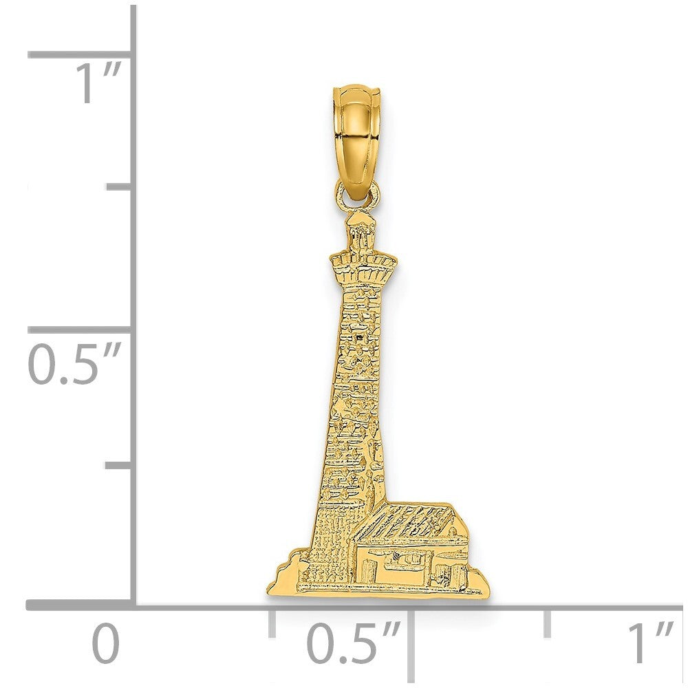 14k Yellow Gold Lighthouse  Building Charm Pendant for Women
