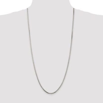 Sterling Silver Rhodium-plated 2.5mm 8 Sided Diamond-cut Box Chain