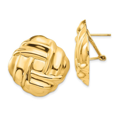 14k Yellow Gold Polished Fancy Omega Back Stud Earrings