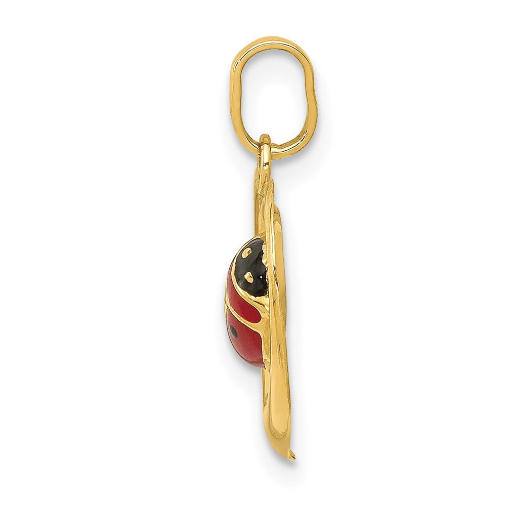 14k Yellow Gold Enameled Ladybug in Heart Charm Pendant