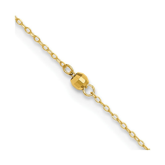 14k Yellow Gold Mirror Beads 3-Station 11" Anklet