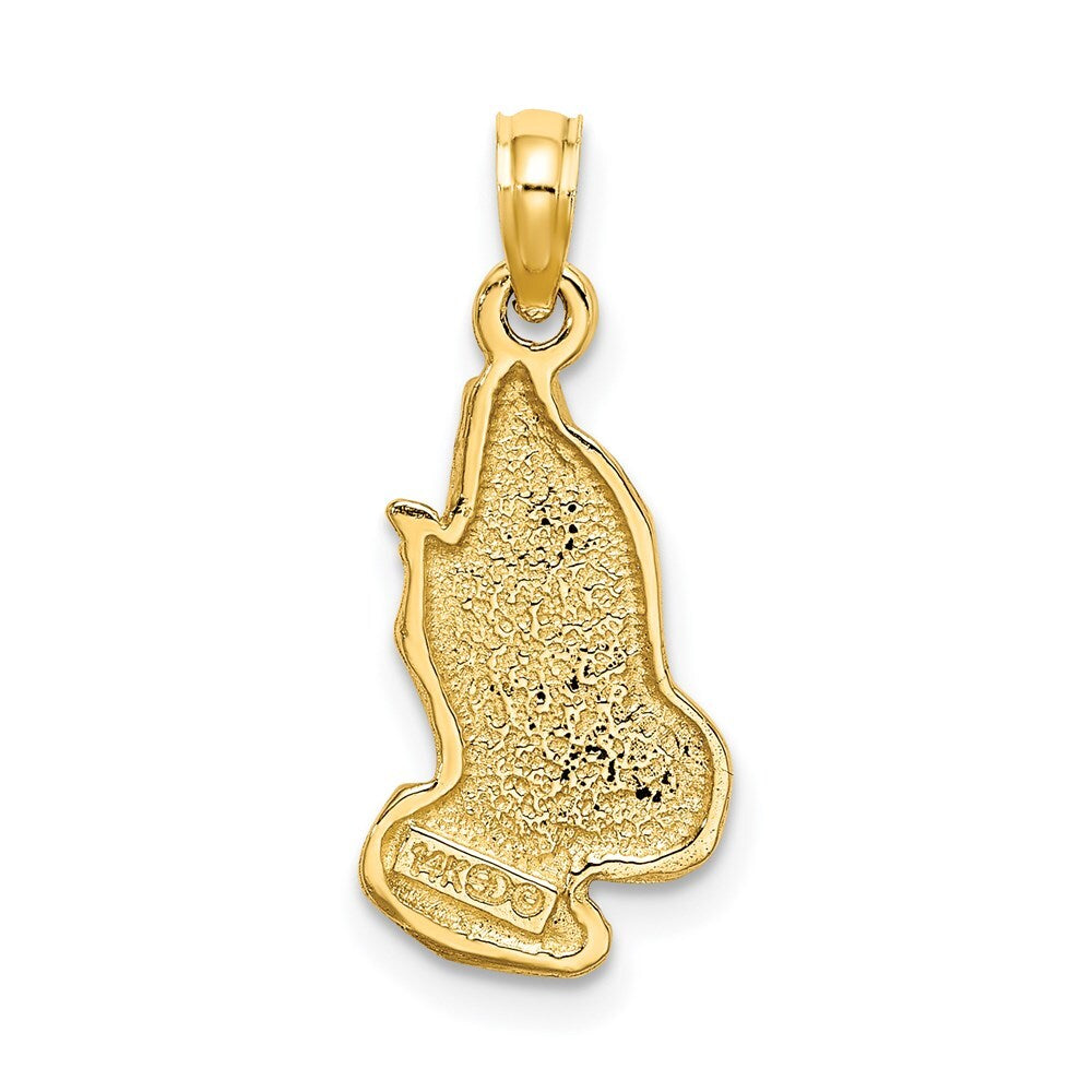 14k Yellow Gold 2-D Praying Hands Charm Pendant for Women