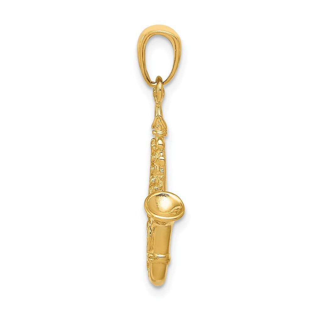 14k Yellow Gold 3-D Saxophone Pendant for Women
