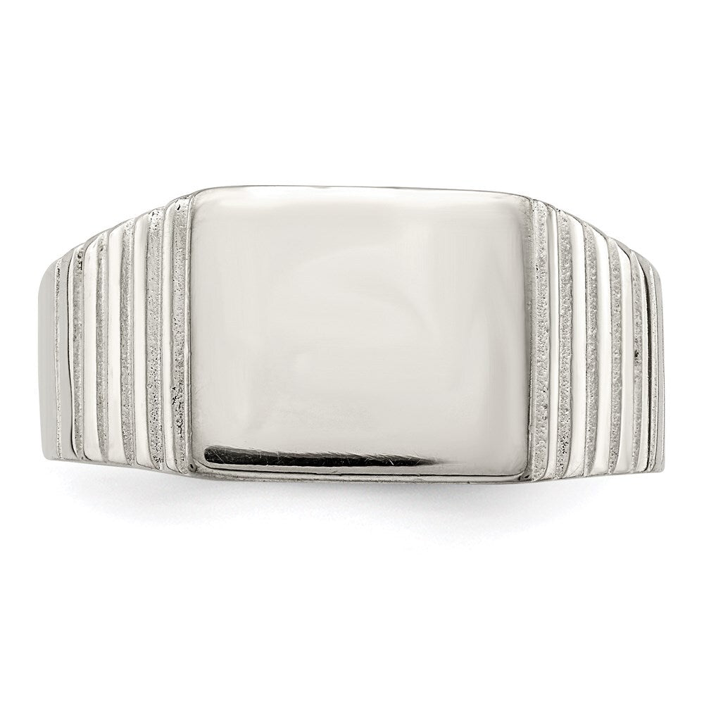 Sterling Silver 10x12mm Open Back Signet Ring Size 11