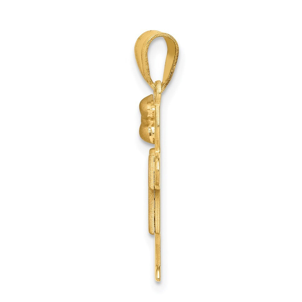 14k Two-tone Gold Small Girl  Bow on Left Engravable Charm Pendant