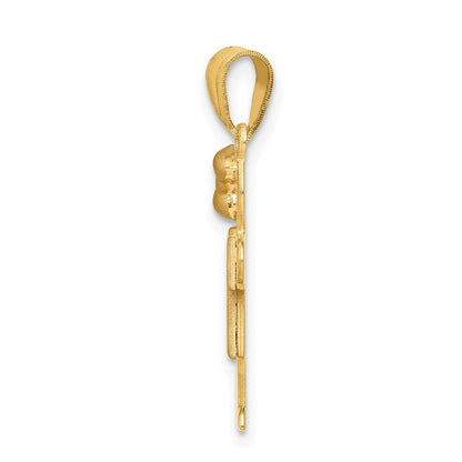 14k Two-tone Gold Small Girl  Bow on Left Engravable Charm Pendant