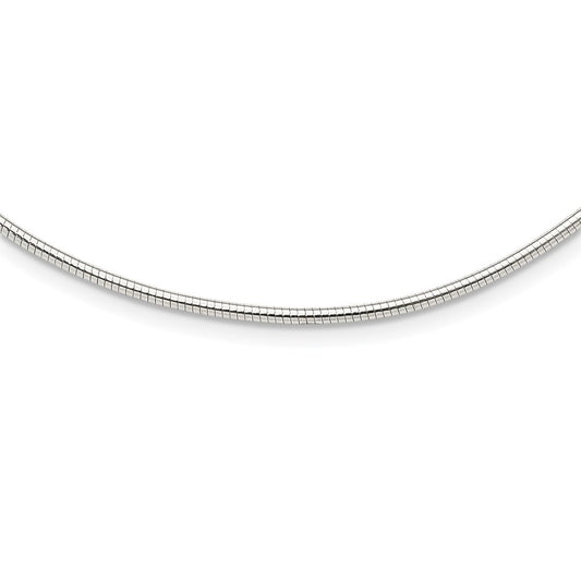 Sterling Silver Round 2mm w/2in. Ext Neckwire Chain Necklace