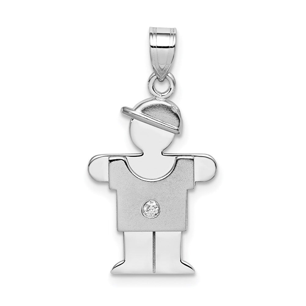 14k White Gold AA Diamond Kid Pendant for Women