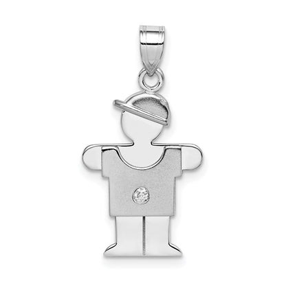 14k White Gold AA Diamond Kid Pendant for Women