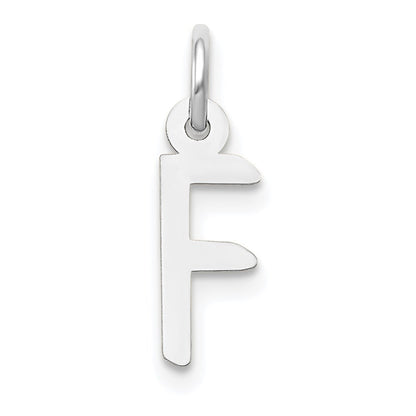 14k White Gold Small Slanted Block Letter F Initial Charm Pendant for Women