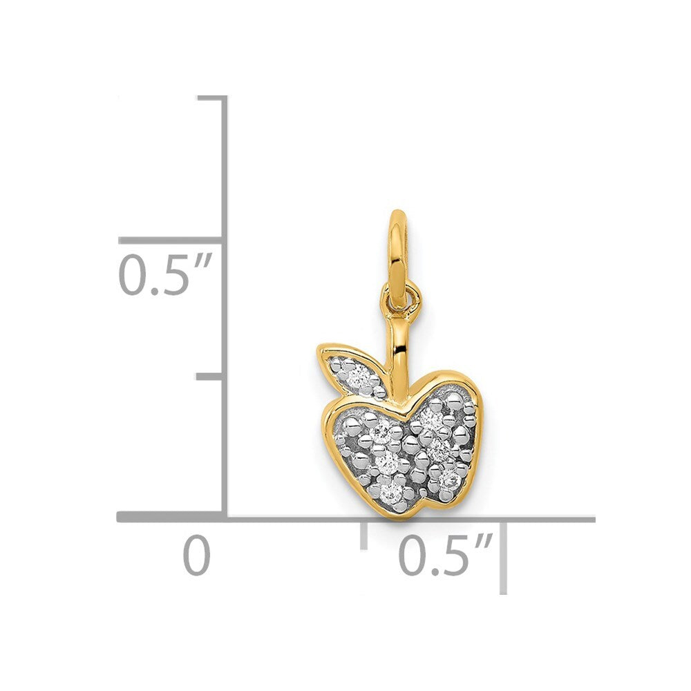 14k Yellow Gold Diamond Apple Charm Pendant for Women