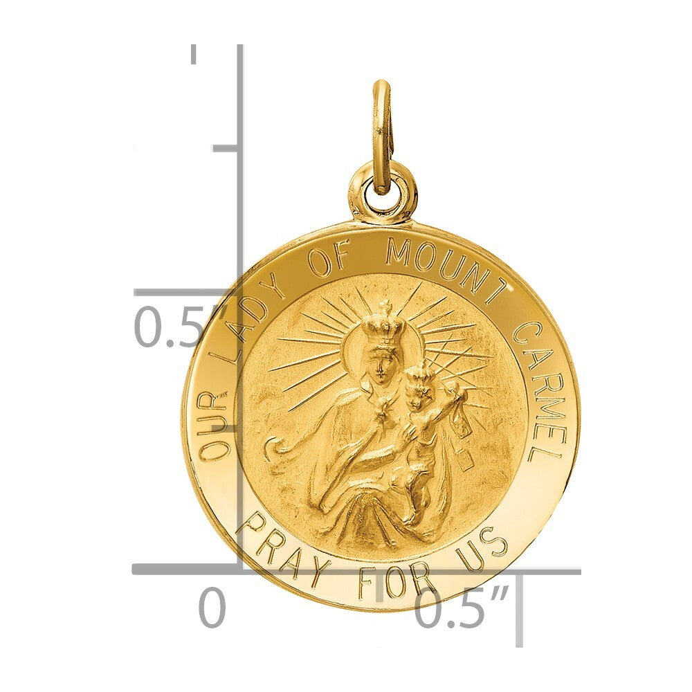 14k Yellow Gold Our Lady of Mt. Carmel Medal Charm Pendant for Women