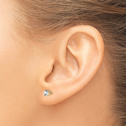 14k Yellow Gold 4mm April/White Topaz Earrings
