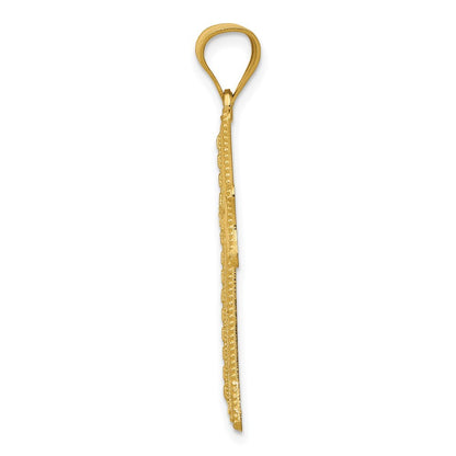 14k Yellow Gold Diamond-cut Cross Pendant