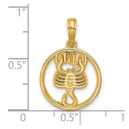 14k Yellow Gold Polished Round Scorpio Pendant for Women