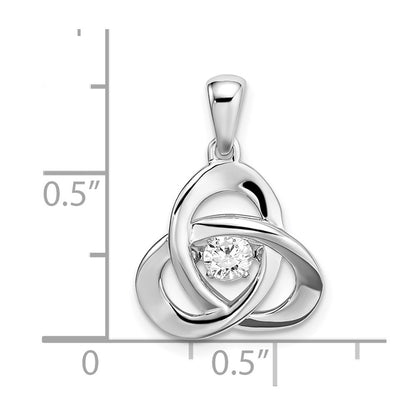 Sterling Silver Platinum-plated Vibrant Moving CZ Stone Trinity Pendant