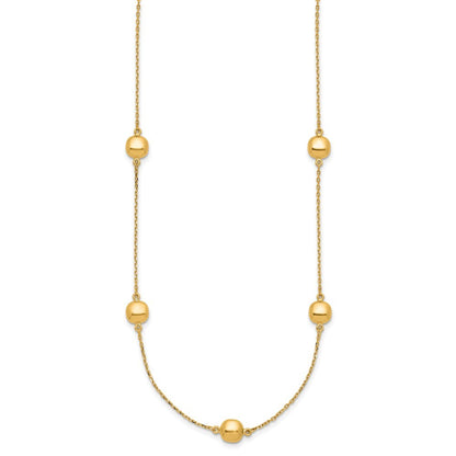 14k Yellow Gold Polished 5 Station 16in w/2 in ext. Necklace