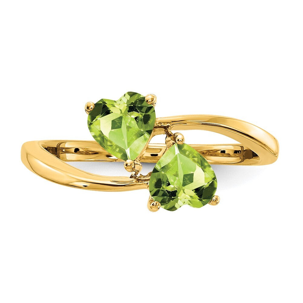14K Yellow Gold 5mm Heart Peridot ring