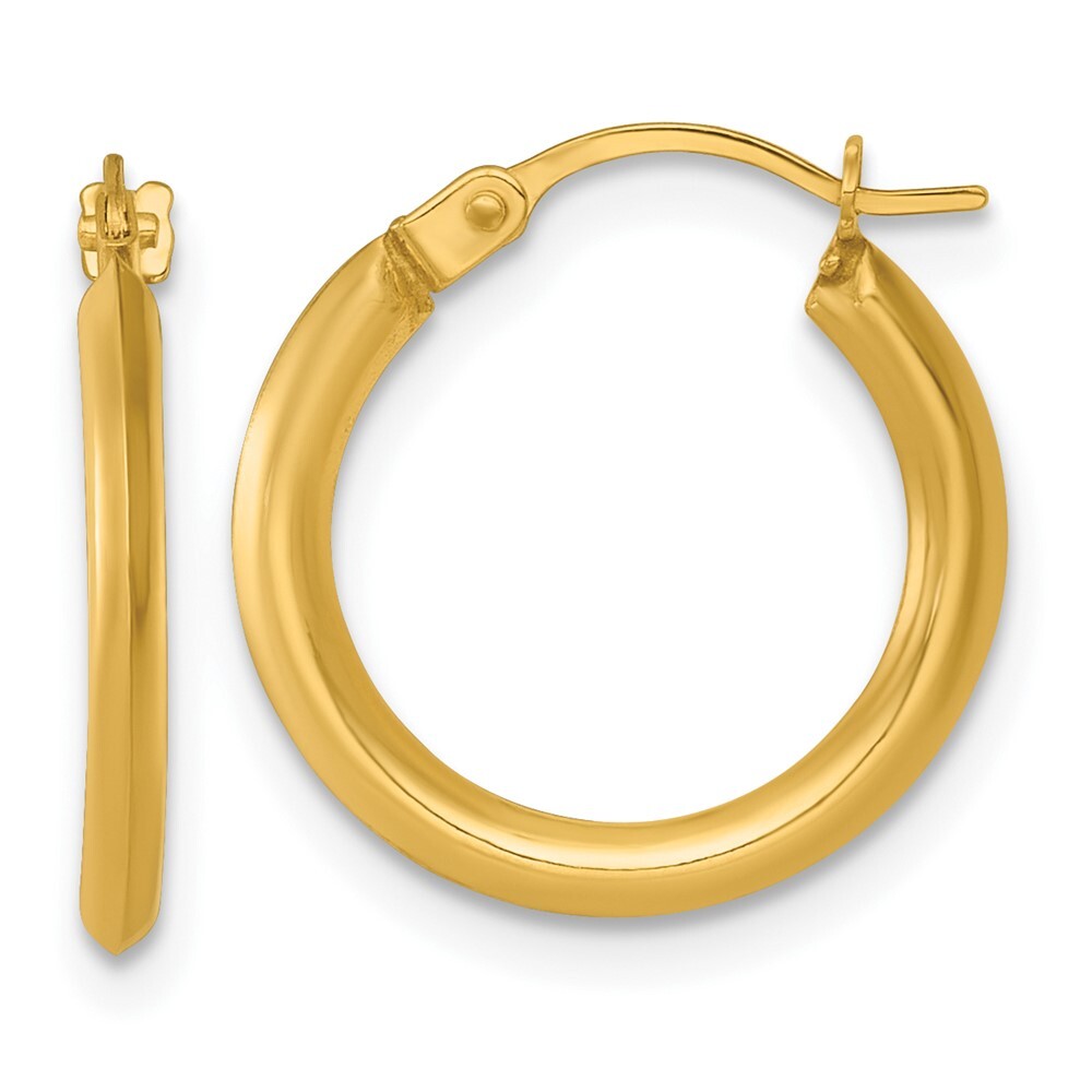 14k Yellow Gold Polished 1.5mm Hoop Earrings Gift for Women