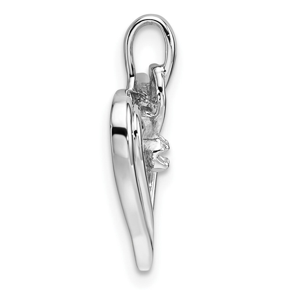 14k White Gold Heart Pendant Mounting for Women