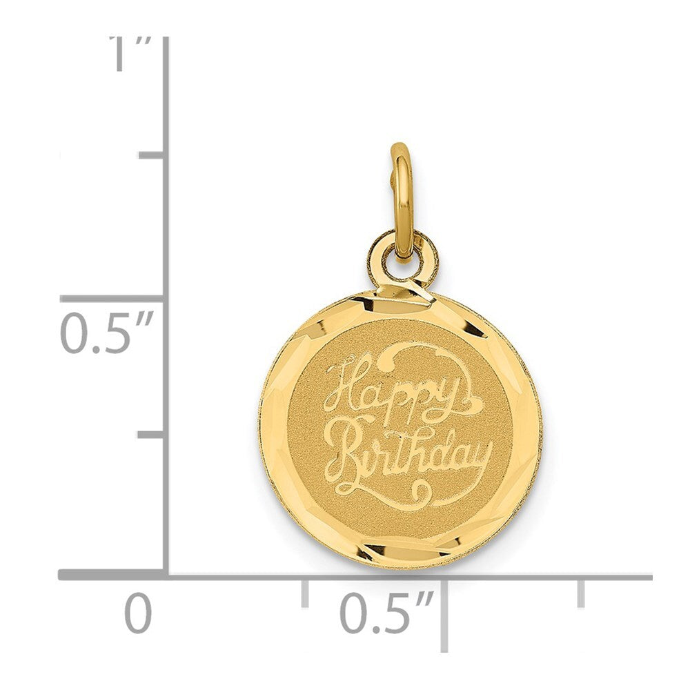 14k Yellow Gold HAPPY BIRTHDAY Disc Charm Pendant for Women