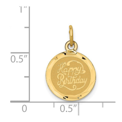 14k Yellow Gold HAPPY BIRTHDAY Disc Charm Pendant for Women