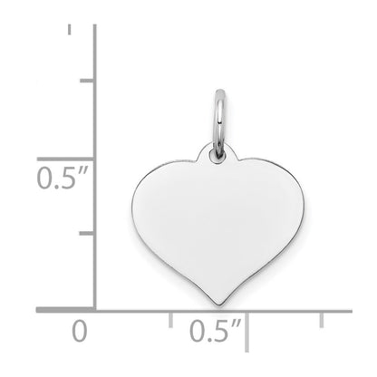 14K White Gold Heart Disc Charm Pendant