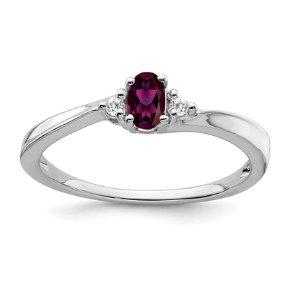 14k White Gold Rhodolite Garnet and Diamond Ring Size 7